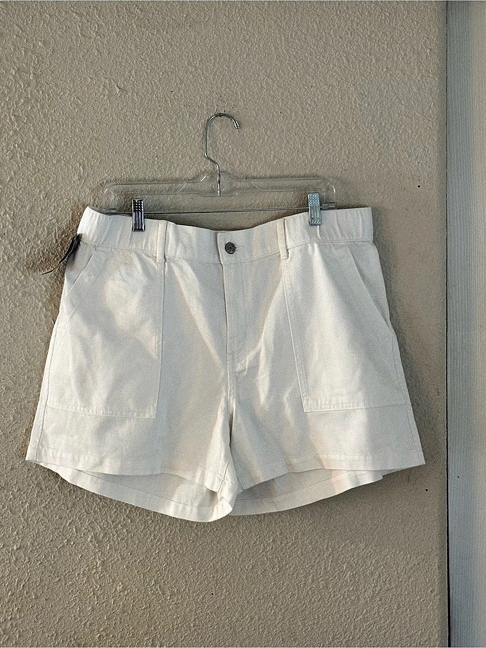 Gap Elastic Waist Twill Short Cargo Bermuda Shorts in White XL NWT